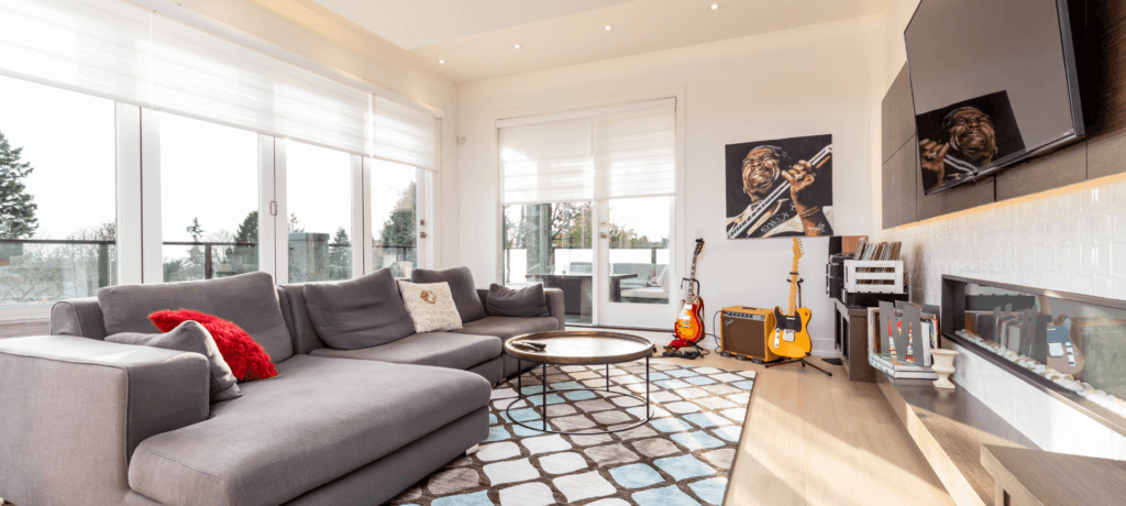 A modern living room with new home decor.